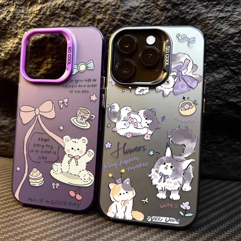 Funny Cute Cat Bear PC Case for Xiaomi POCO X6 X5 X3 NFC F3 F4 GT F5 F6 M6 Pro 4G M5S C65 Mi 13T 12T 14 13 12 11 Lite 5G NE Capa