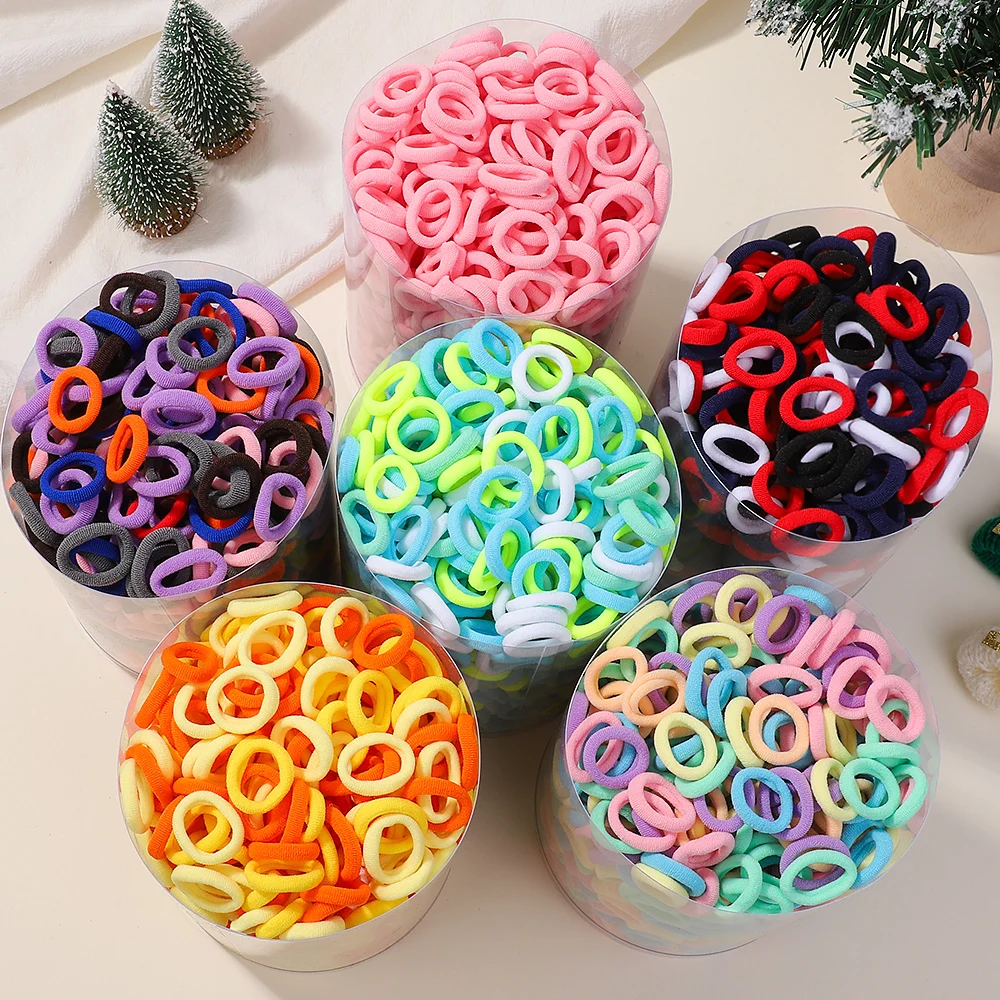 50/100/300pcs Hair Bands for Children Colorful Nylon Scrunchie Hair Ties Rubber Band Kid Elastic Hair Band Girl Hair Accessories