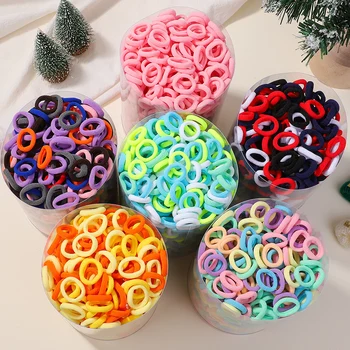 50/100/300pcs ผมสําหรับเด็กไนลอนที่มีสีสัน Scrunchie ผมยางรัดผมเด็กผมวงยืดหยุ่นสาวอุปกรณ์เสริมผม