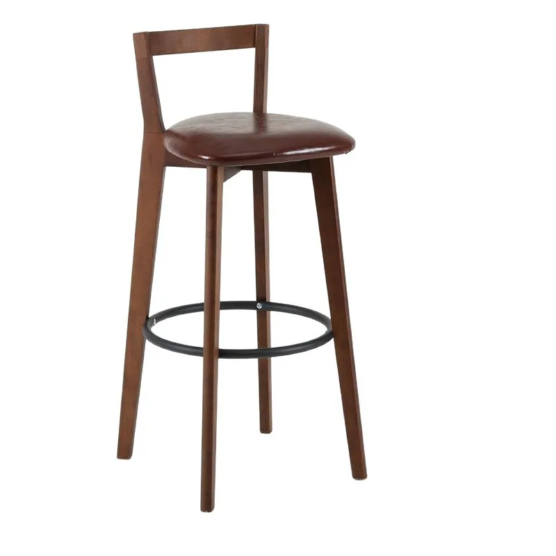 

Bar chair Solid wood modern minimalist creative bar stool New Chinese balcony Home light luxury backrest high chair