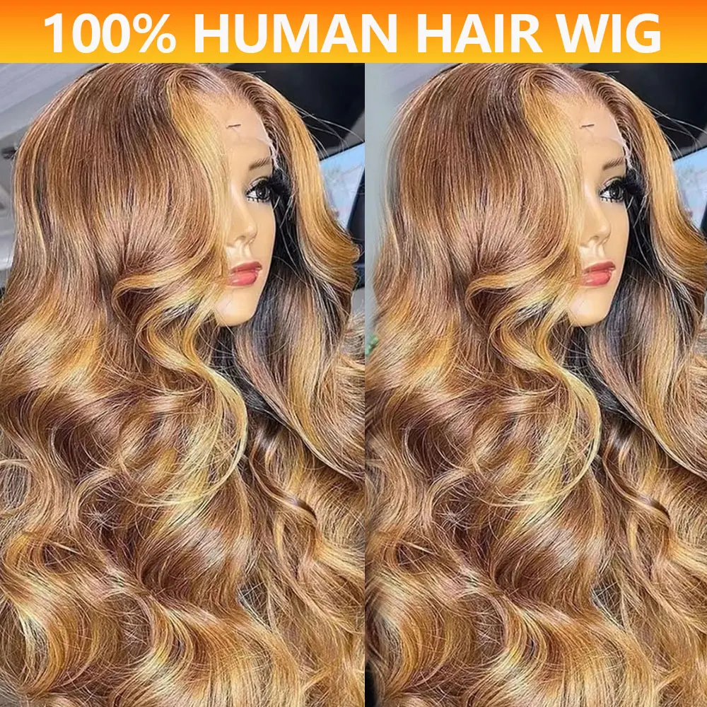 4/27 تسليط الضوء على الجسم موجة خصلات الشعر المستعار الإنسان 13x6 الدانتيل الباروكة الأمامية شعر الإنسان قبل plucke البرازيلي الدانتيل الباروكة P1B30 HD الدانتيل الجبهة الباروكات