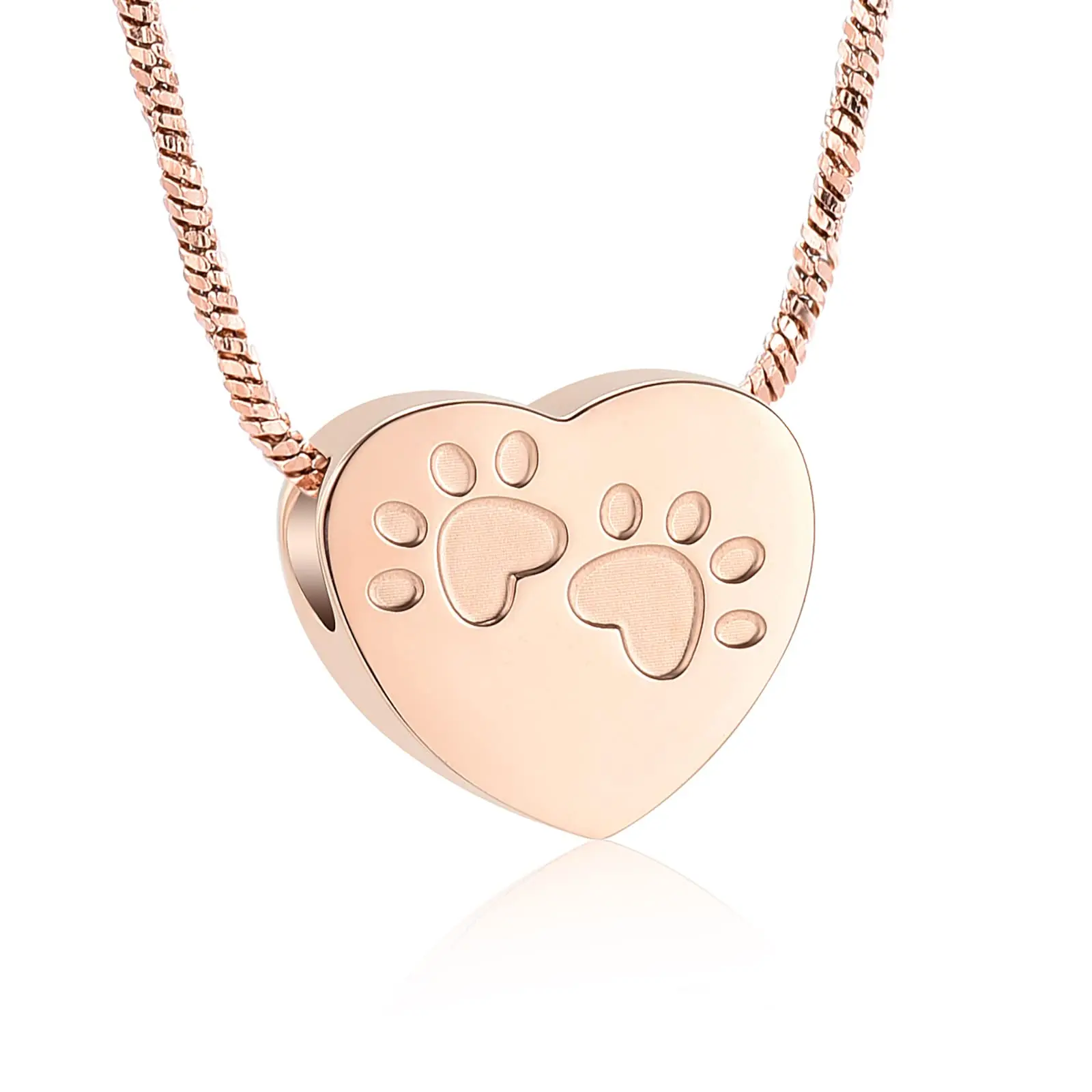 Pet Paw heart Urn Necklace for Ashes Cremation Jewelry Pet Pendant Necklace Urn for Dog Cat