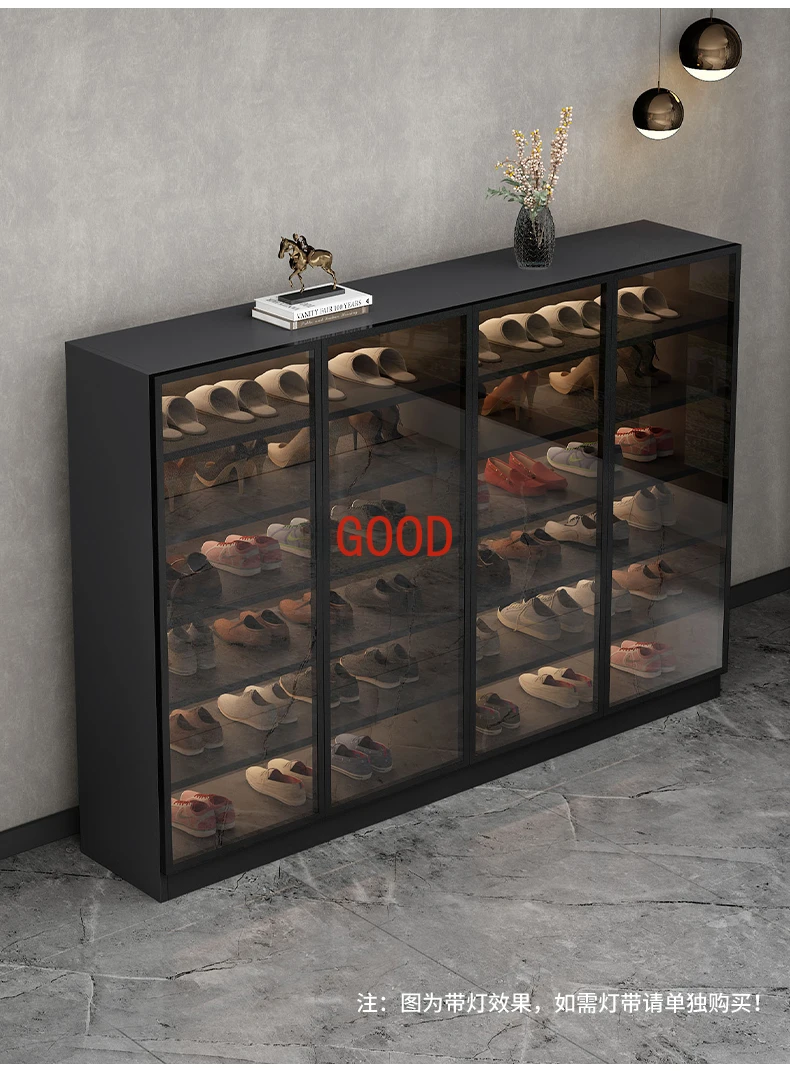 Simple Modern Light Luxury Large Capacity Shoe Cabinet Glass Door Small Apartment Home Entrance Cabinet