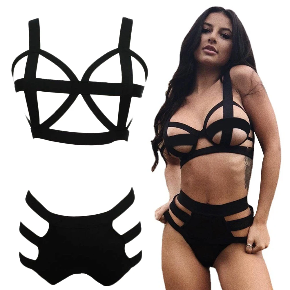 

Three-point Sexy Bondage Bikini Sexy Erotic Lingerie for Women Faux Leather DeepV Bodysuit Exotic Sleepwear Nightwear Temptation