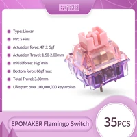 Juego de interruptores EPOMAKER Flamingo de 35 piezas, interruptor lineal lubricado de fábrica, vástago POM, carcasa de PC de doble resorte, Teclado mecánico