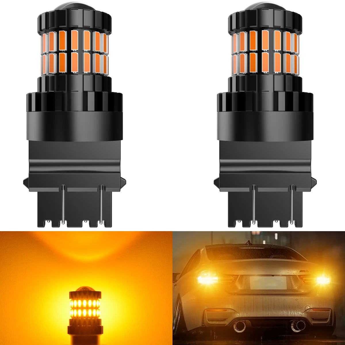 

2Pcs 3157 P27/7W T25 LED Bulbs with 4014SMD Chipsets Turn Signal Light Reverse Backup Tail Brake Lights For 1993 Ford Mustang