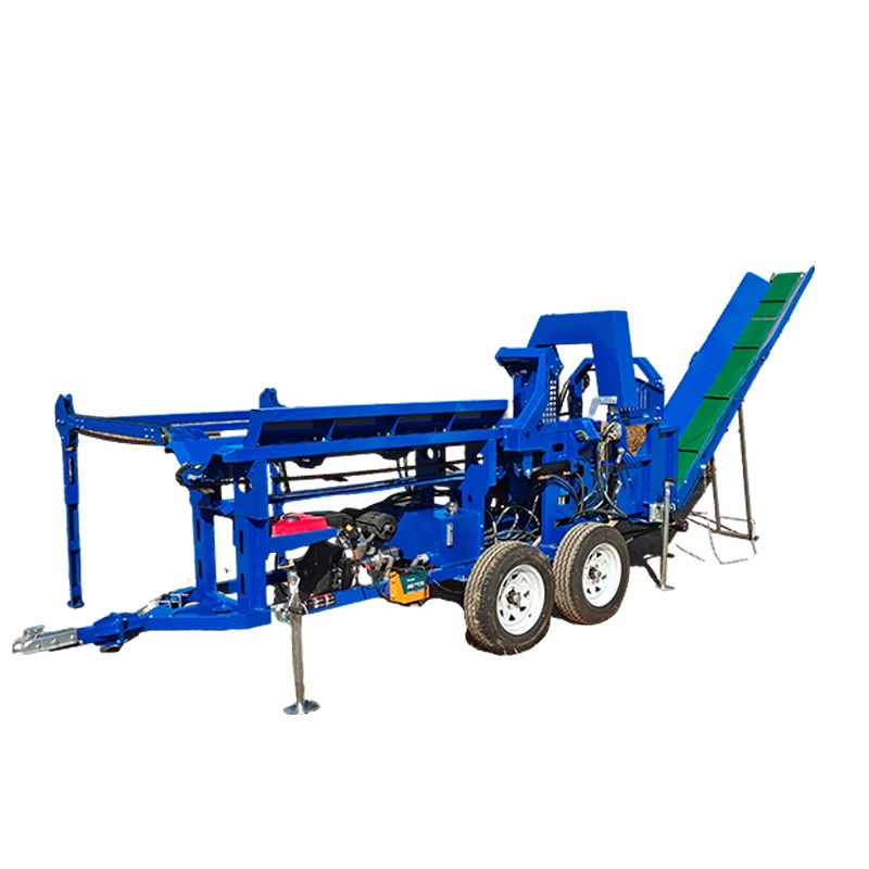 2025Macchina idraulica per la lavorazione del legna da ardere Macchinari forestali Processore per legna a benzina con catena di alimentazione in metallo