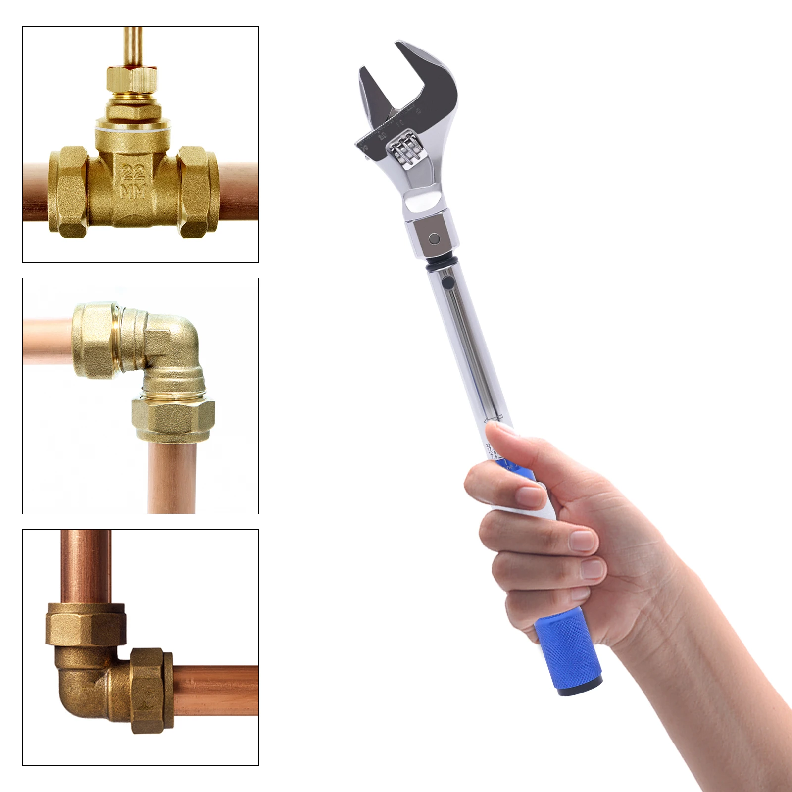 Clé dynamométrique réglable, clé dynamométrique à extrémité ouverte de 5 à 25 Nm 30 mm avec tête variable pour mini système de division et de réfrigération