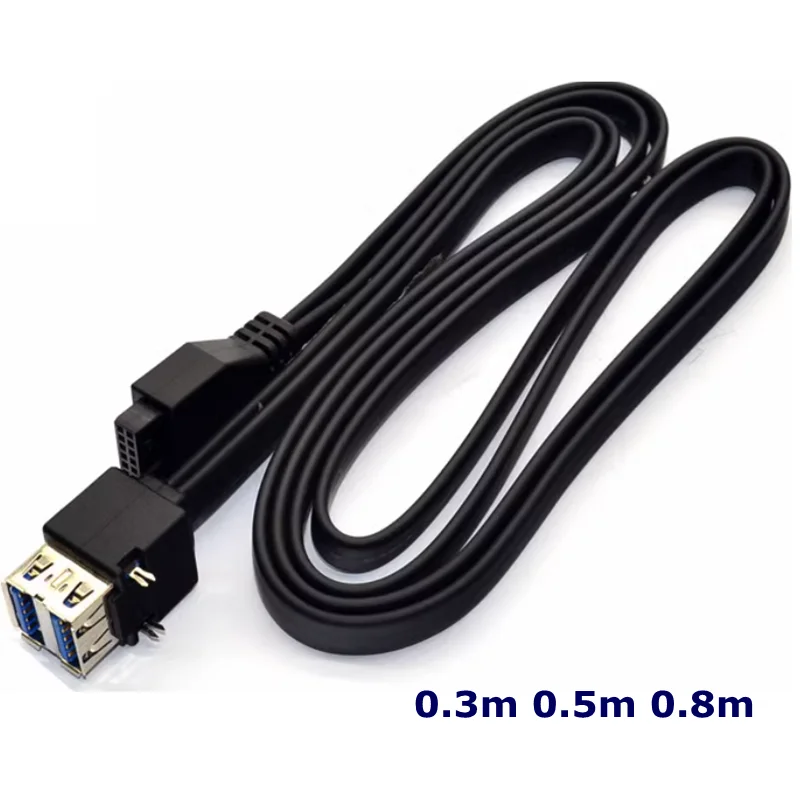 USB3.0 Front Panel Cable 19 pin 20 pin to Double Layer 2-port USB Female Data Cable With Pins for DIY Chassis