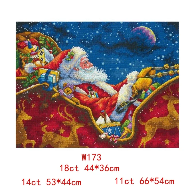 Cross Stitch Kit Santa Midnight Tour can be Customized Calico Material package for hand embroidery