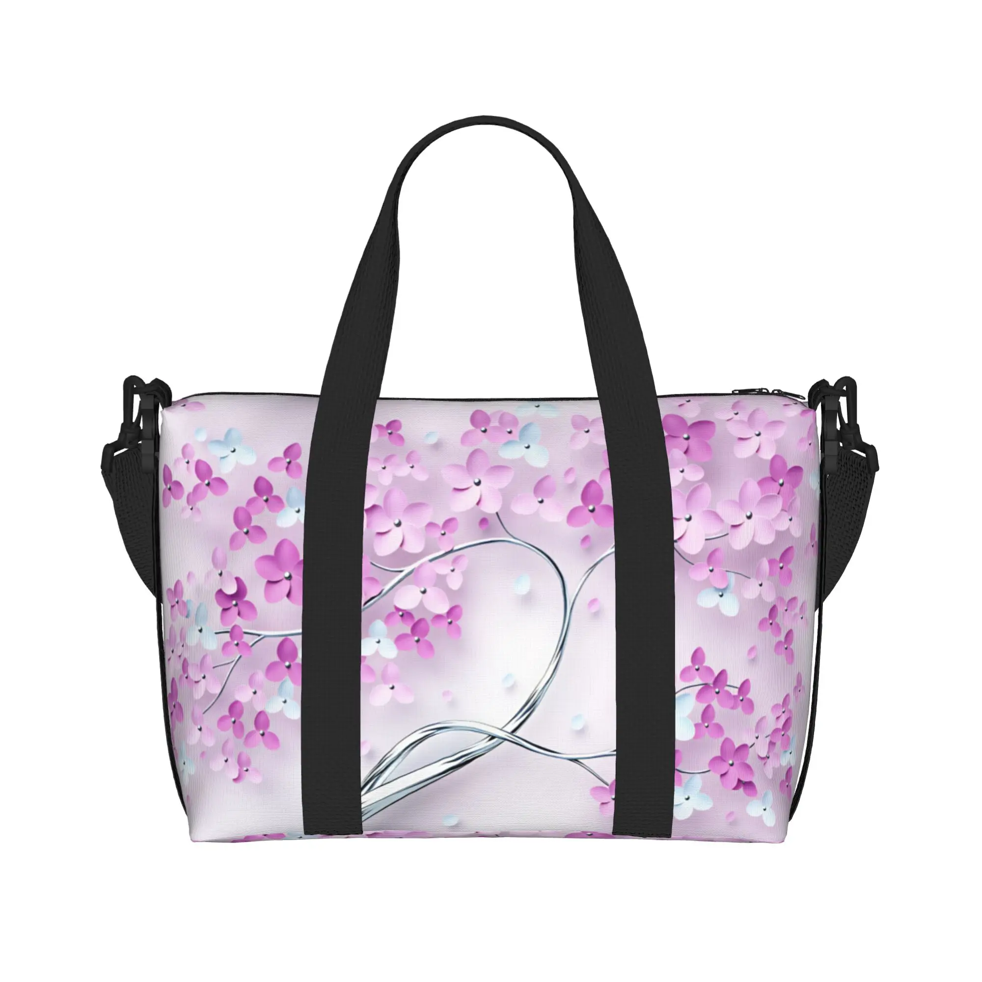 Custom Fashion Trend 3D Flowers Beach Tote Bag for Women Extra Large Gym Carry On Luxury High 3D Floral Travel Shopping Bags