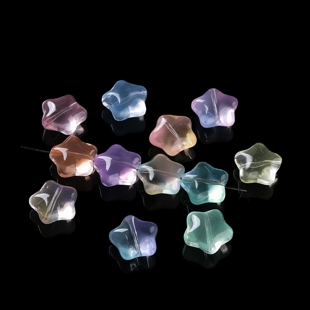 10 Teile/los Glas Stern Perlen 3D Glänzende Pentagramm Perlen Mode Spacer Lose Perlen Für DIY Material Halskette Ohrringe Machen