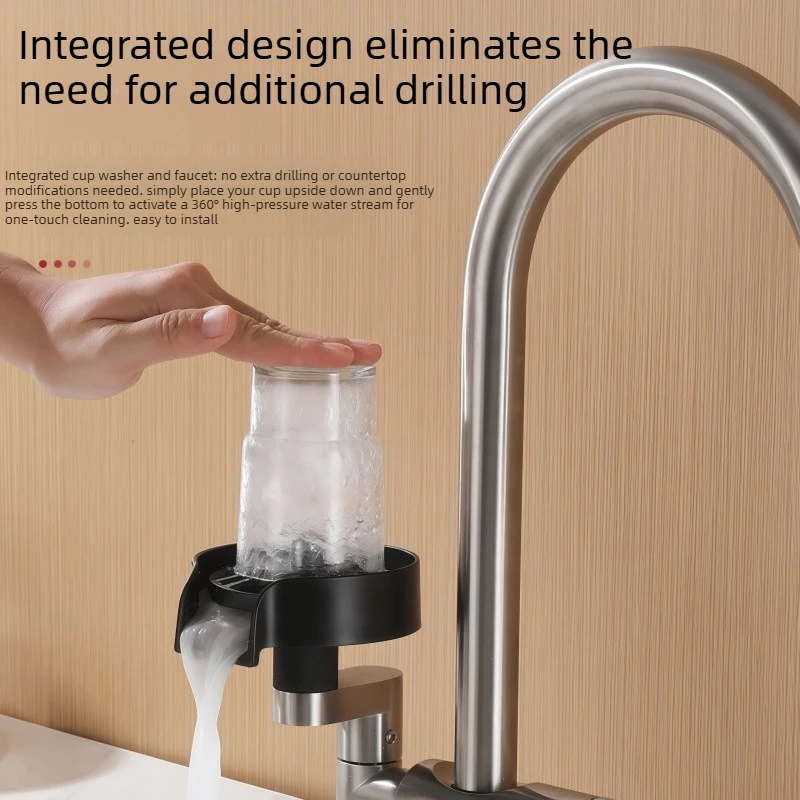 Cup Washer Kitchen Pull-Out Faucet Stainless Steel Multi-Function with Cup Washer Pull-Out Hot and Cold Dual Control Faucet