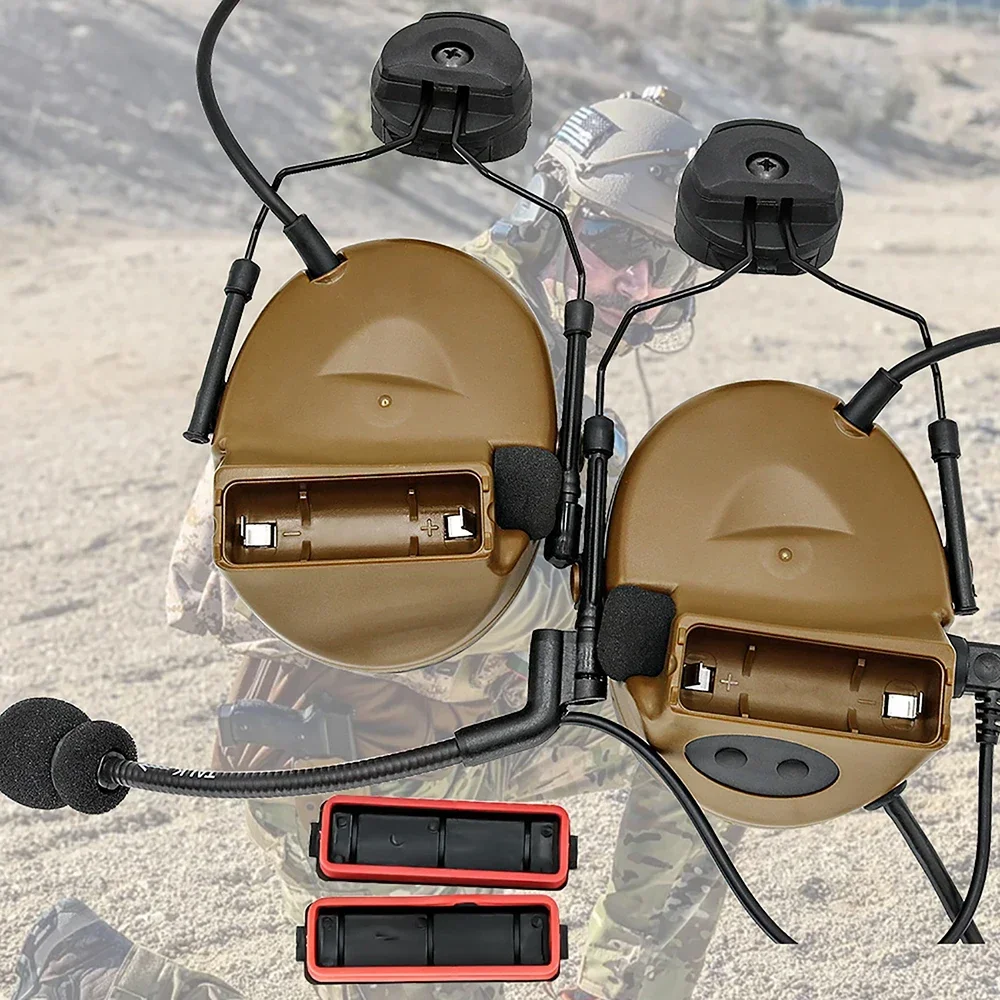 Hearangel TacticalCII Airsoft Headset Shooting Ear Protection Headphones for ARC Rail Helmet with Tactical U94 Ptt