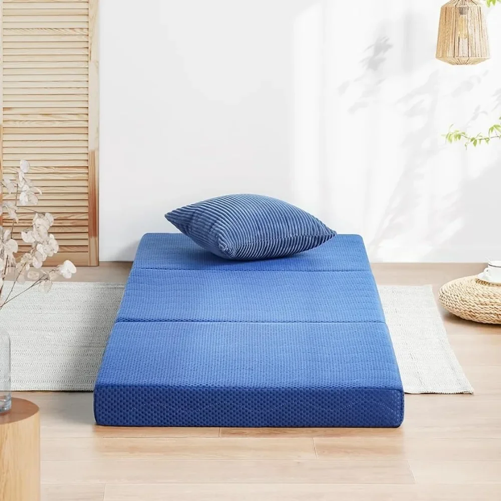 

Foldable Guest Bed Soft Folding Bed for Sleeping Blue 4 Inch Gel Folding Bed freight free