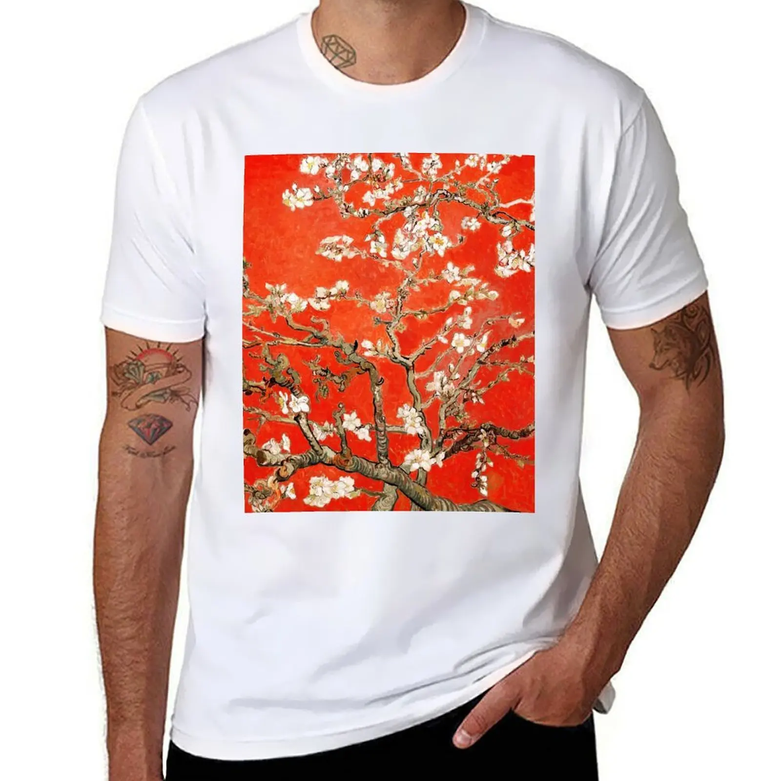 Red Almond Blossoms Van Gogh (new color edit) T-Shirt Casual Daily Outfit T-Shirt