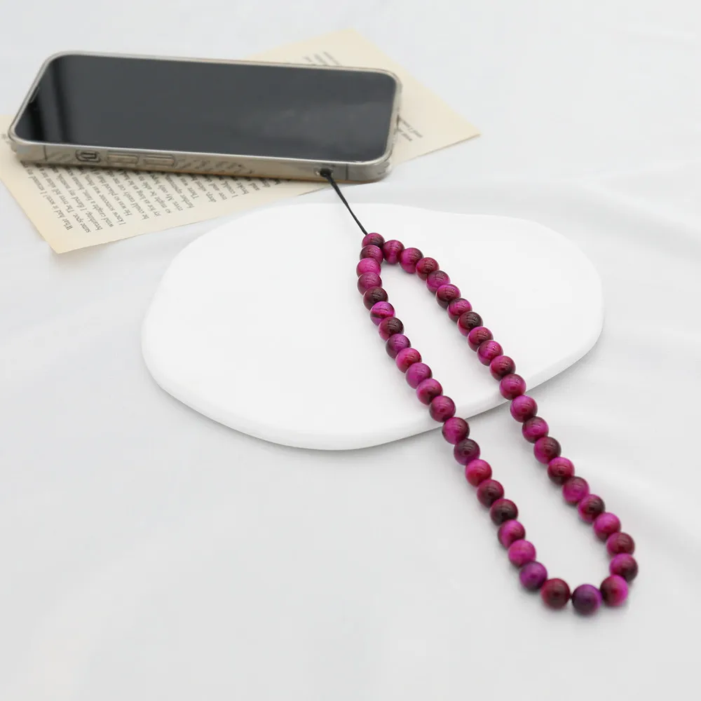 8MM Natural Stone Beaded Phone Chain Telephone Wrist Lanyard For Women Men Cellphone Case Hanging Rope Phone Strap Anti Lost