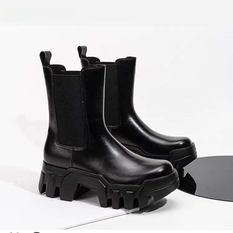 

Модные ботинки челси, мужские ботинки, высокие кожаные ботинки в стиле панк, 8 см, удлиненные ботинки-копары, весна-осень