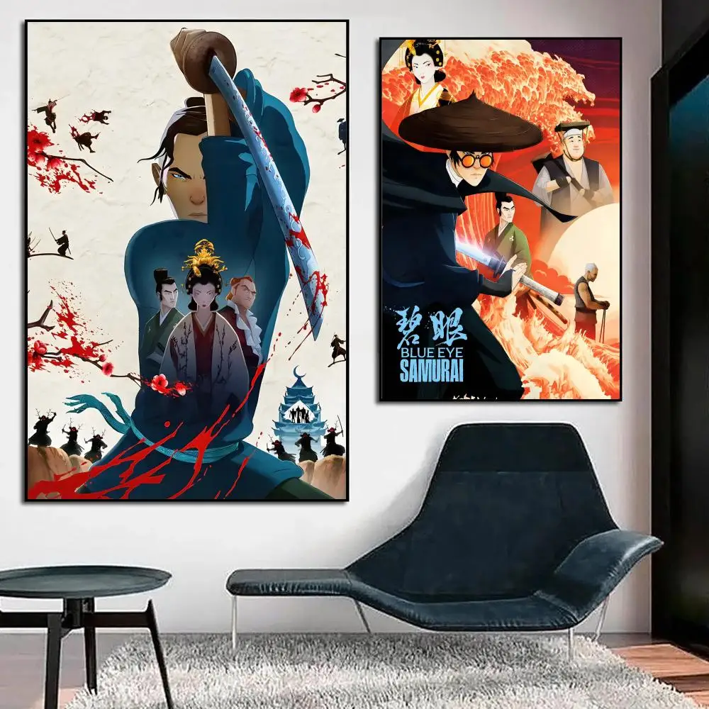 TV B-Blue Eye Samurai Poster HD PVC Waterproof Wall Art - Self Adhesive Scratch Proof For Home Office Bar
