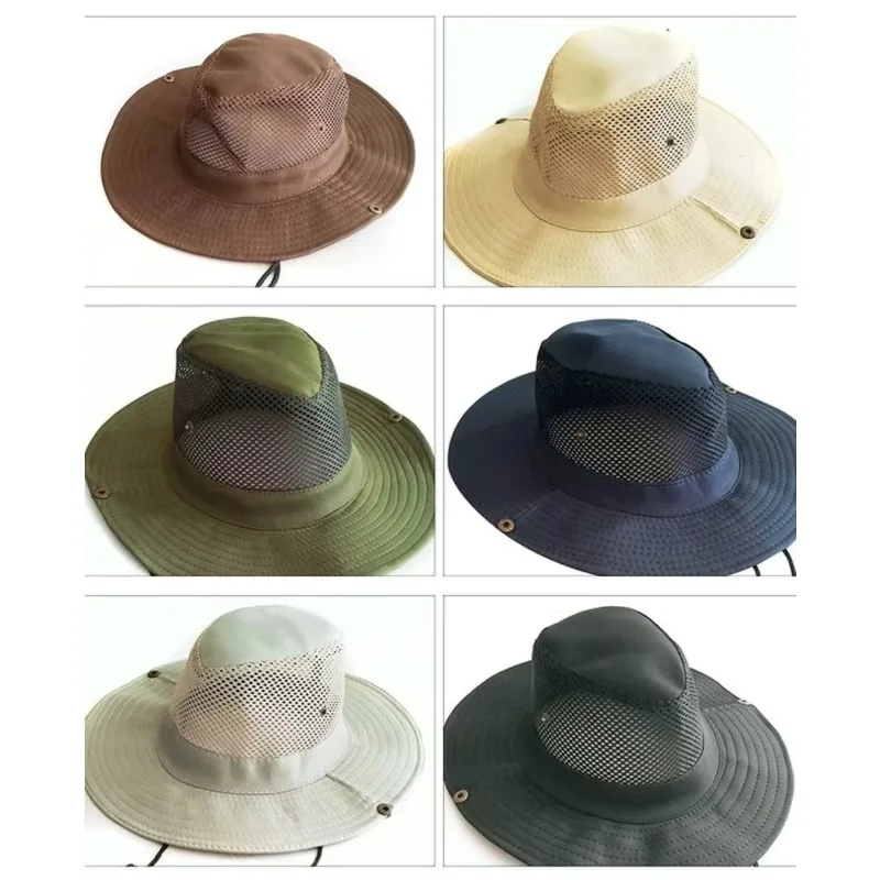 Men Outdoor Sun Hat Knight Cap Wide Straw Beach Summer Autumn Tourism Hiking Sunhat Fisherman's Monochrome Matte Accessories