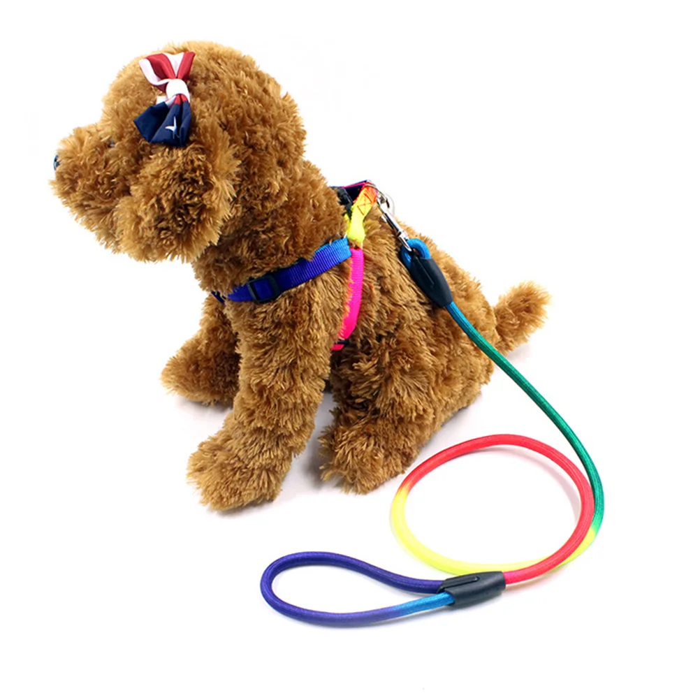 

Rainbow Color Dogs Collars Leads Adjustable Puppy Harness Chest Straps Pet Traction Rope Dog Supplies Size S Dog Leash