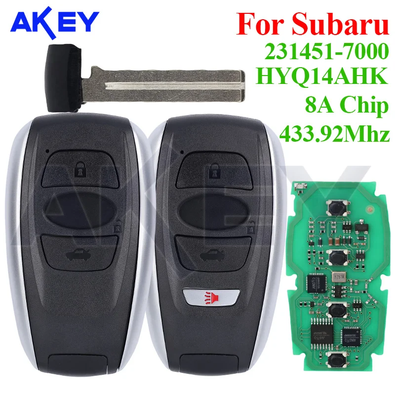 

Remote Control Key For Subaru Forester Impreza XV BRZ Legacy Outback Forester 231451-7000 8A 433.92MHz HYQ14AHK Keyless Go Card