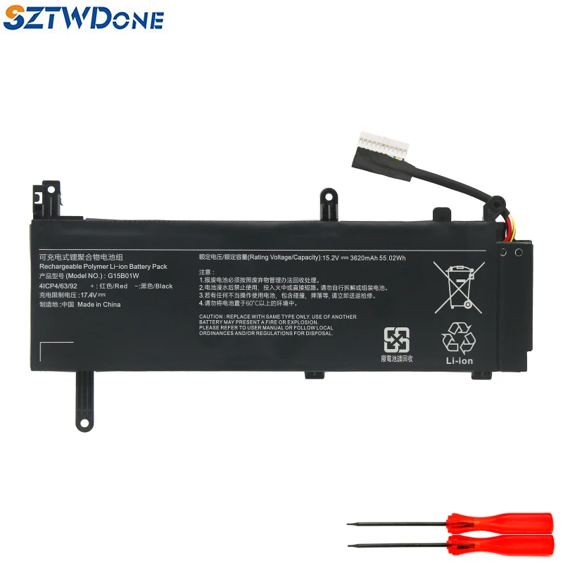 SZTWDONE G15B01W Laptop Battery For Xiaomi Gaming laptop Mi 15.6'' Inch TiMi TM1705 TM1801 171502-A1/AA/AI XMG1902-AB