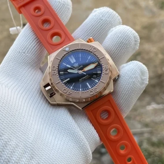 Мужские автоматические часы STEELDIVE, бронзовые, 46 мм, механические наручные часы, 120 АТМ, водонепроницаемые, BGW-9, со светящимся сапфиром NH35