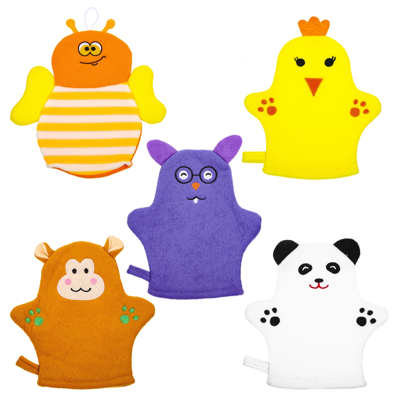 

5 Pcs Bath Gloves Baby Cotton Supplies Fruit Shape Soft Body Scrubbing Infant Shower Mitts Washcloths Bright Color Lightweight