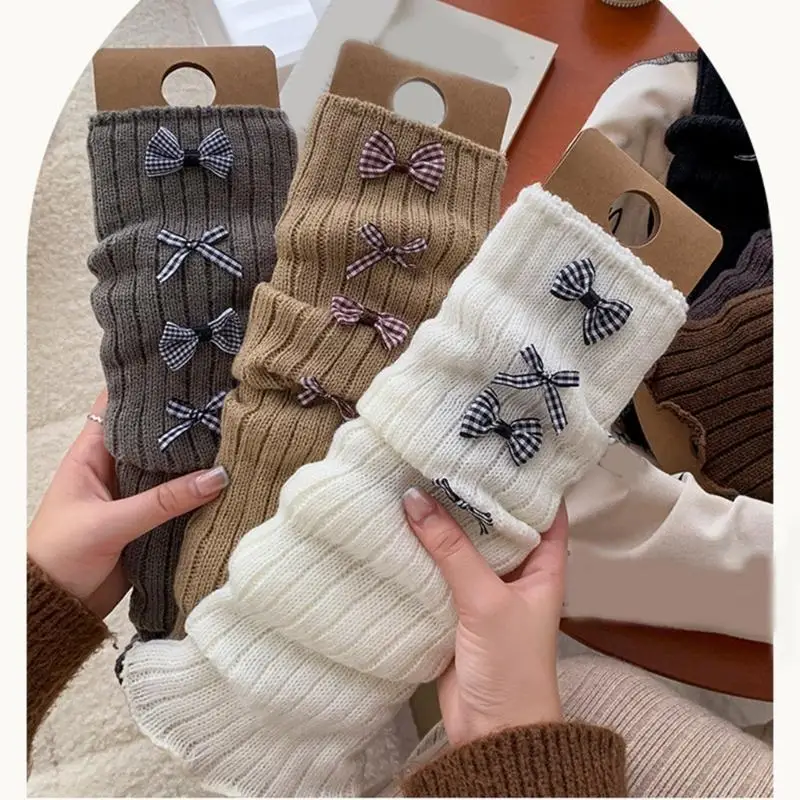 U13F المألوف الحلو جورب الأكمام طول الركبة تدفئة الساق مع Bowknot الديكورات الاطفال جوارب أنبوبية طويلة للنشاط المدرسي #4