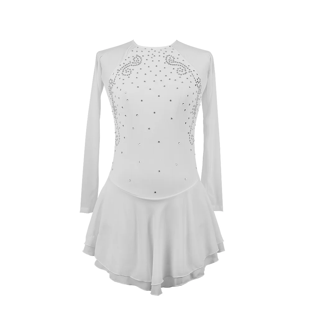 Ice Figure Skating Dress Kids Adult Girls Competition Skirt Custom Navy Blue Black Red With Sparkling Diamonds