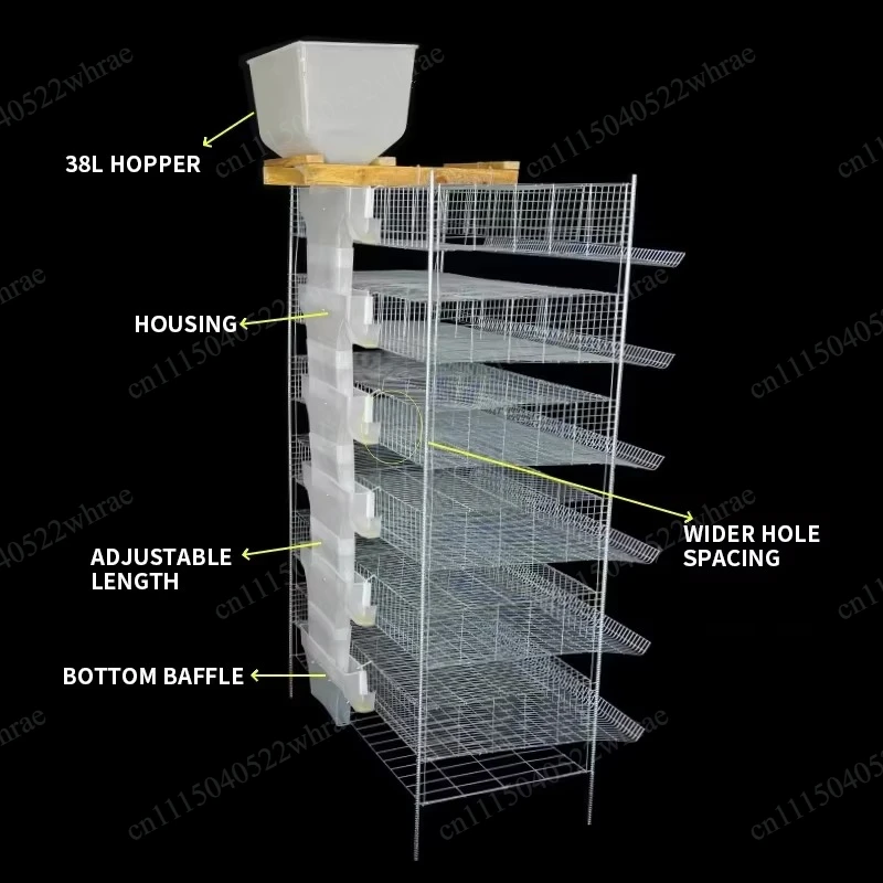 Automatic Quail Cages with Feeders, Waterers, and Egg Collectors; Vertically Stackable Racks with Manure Removal Sys(Customized)