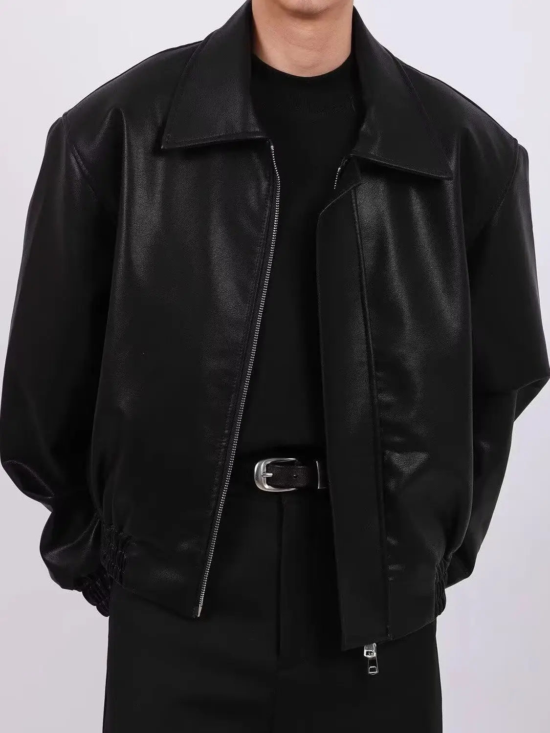 

Мужская кожаная куртка в американском стиле в стиле ретро, весенне-осенняя свободная посадка, повседневная кожаная куртка на молнии, крутая и Haome Sle