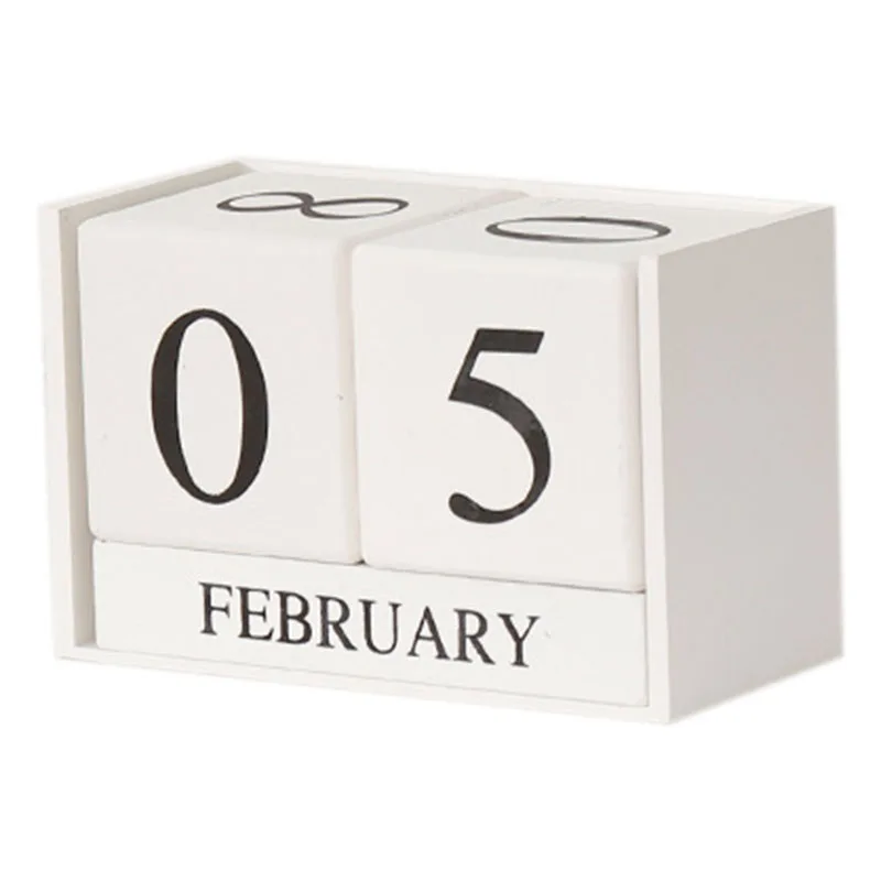 

Wooden Perpetual Calendar Wooden Desk Block Calendar-Permanent Block Month Date Display Home Office Decoration