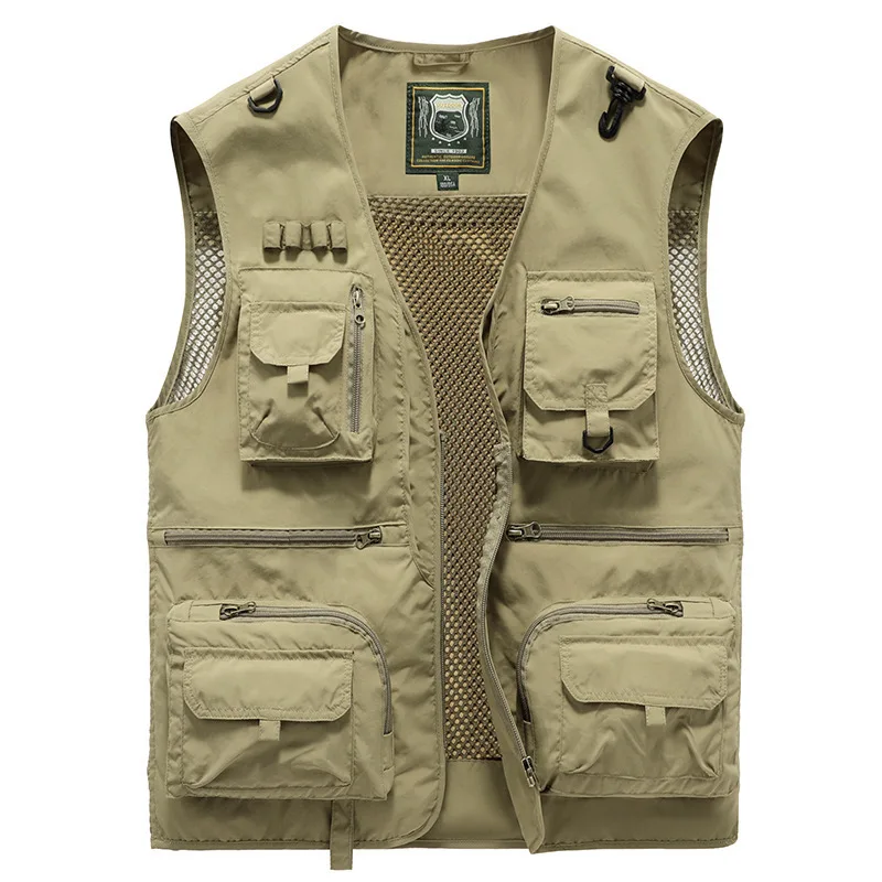 Summer Outdoor Mens Vest Tactical Soft Shell Multi-pocket Hiking Work Photography Golf Vests Man Fishing Cargo Waistcoat