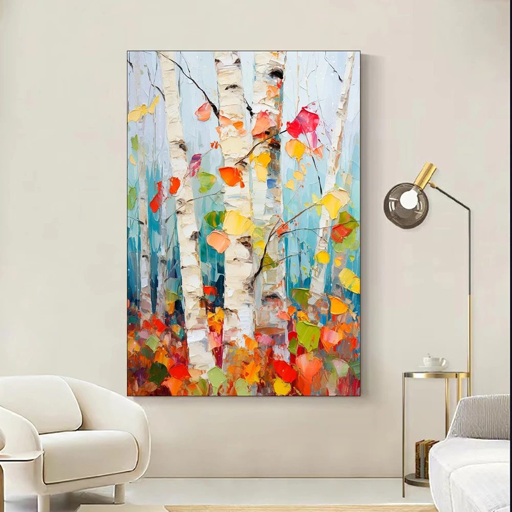 

Colorful Tree Painting, Modern Abstract Art Mural, 100% Handmade Oil Painting On Canvas, Home Decor Painting Wall Art Picture