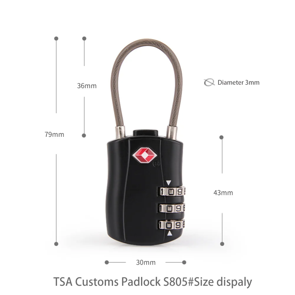 Travel Anti-theft TSA Customs lock Luggage padlock Zinc alloy four-digit password combination lock robust