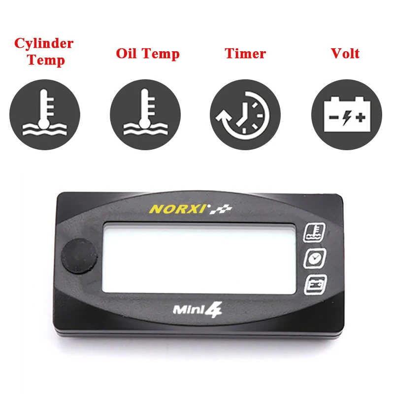 koso painel da 150 digital Cylinder Head Temperature Oil Temperature Voltage Time norxi Mini 4 in 1 Quad meter