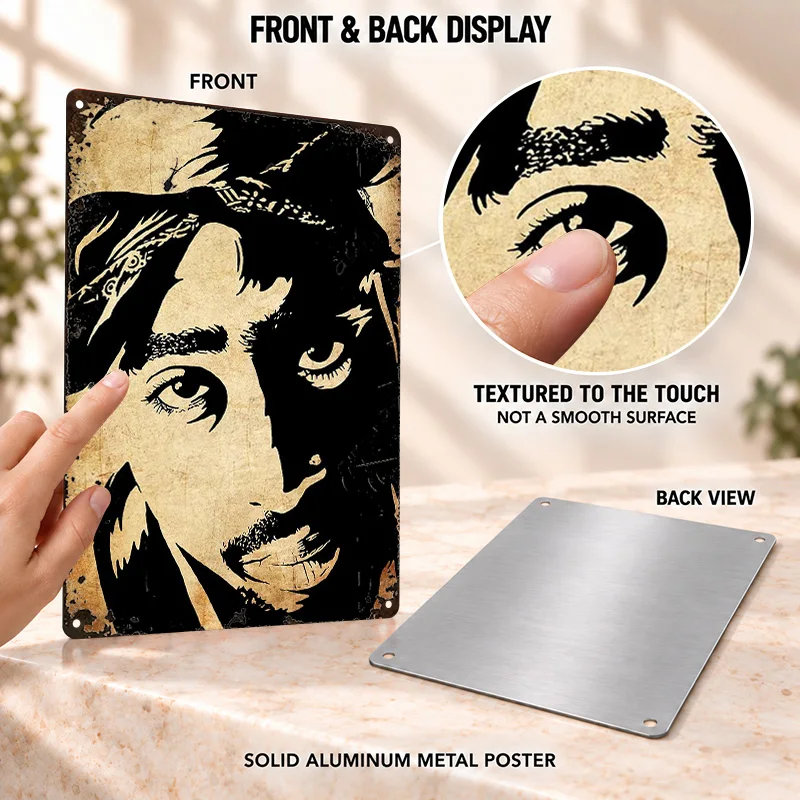Tupac Shakur Rapper Aluminum Posters Customized Metal Sign West Coast Hip Hop Theme Wall Art For Man Cave Concert Lover Gift