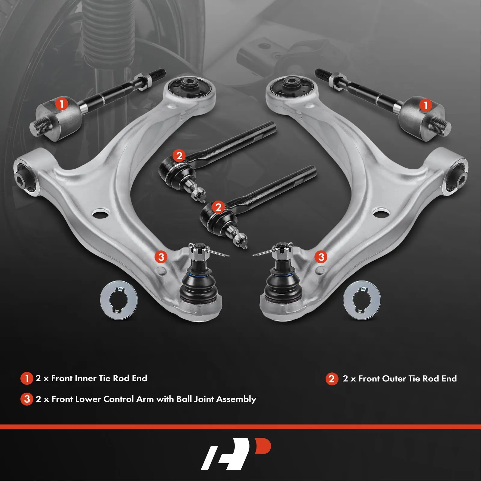 A-Premium 6x Front Lower Control Arm with Ball Joint & Tie Rod Ends for Honda Odyssey 2005-2010