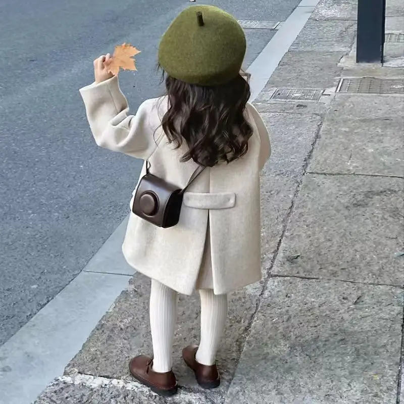 Girls' Woolen Coat For Autumn and Winter New Korean Version Children's Clothing Fashionable and Stylish Thick Cashmere Coat