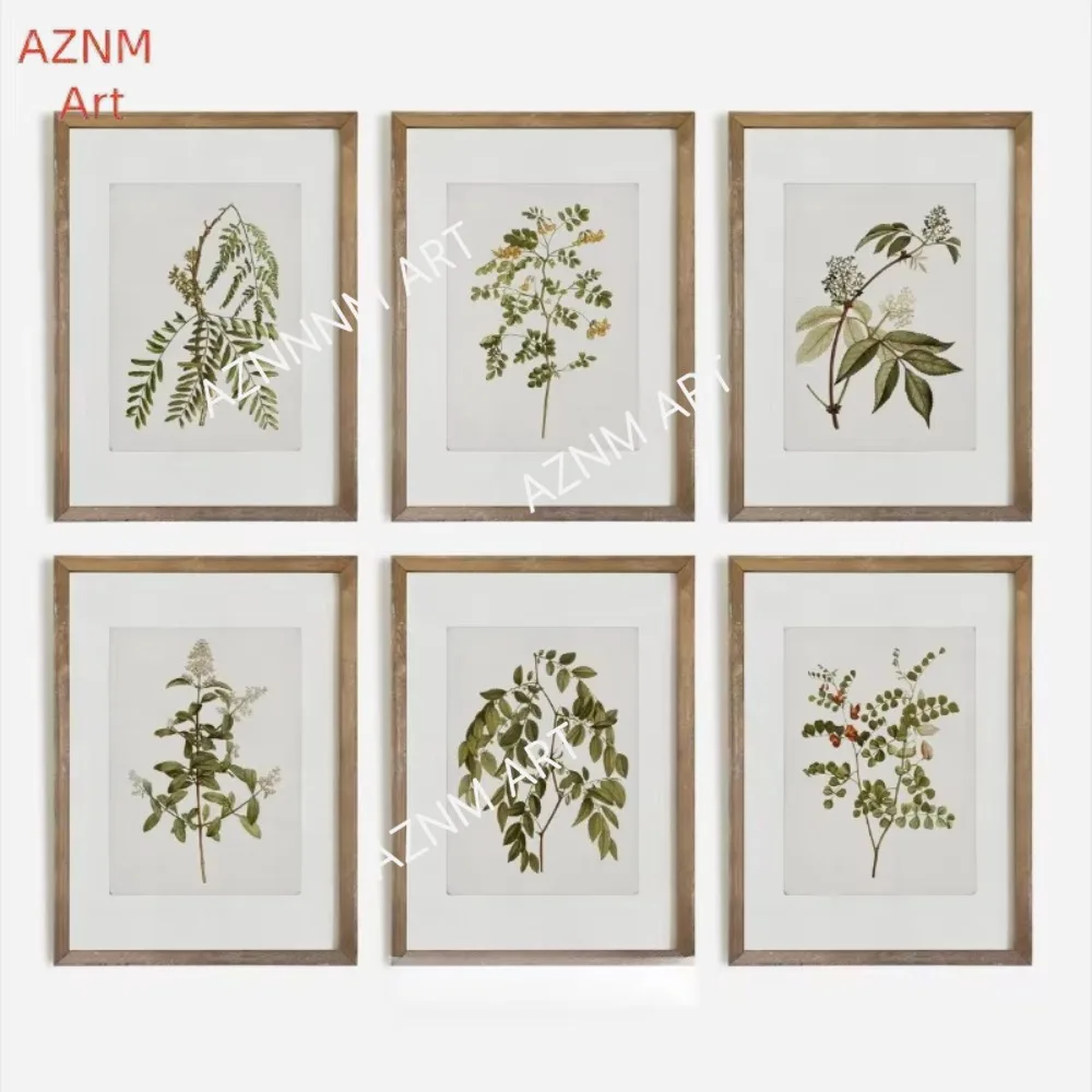 1/6 stücke Vintage Botanische Rustikale Wand Blumen Kräuter Kunst Poster Leinwand Malerei Wand Drucke Bild für Wohnzimmer Wohnkultur