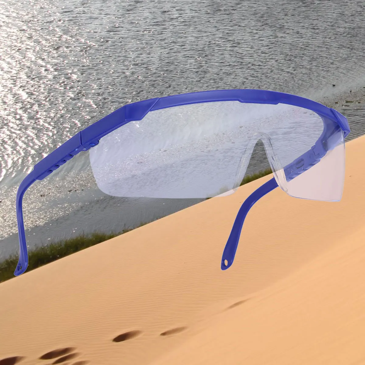 

Protective Eyewear Uv Protection Blue Frame White Lens Lightweight Impact Resistant For Cycling Riding Hiking Driving