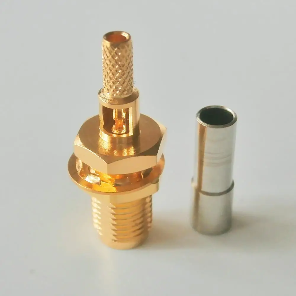 

1X High-quality RF Connector SMA Female Window plug Crimp for RG316 RG174 RG179 LMR100 Cable With O-ring Bulkhead Panel Nut