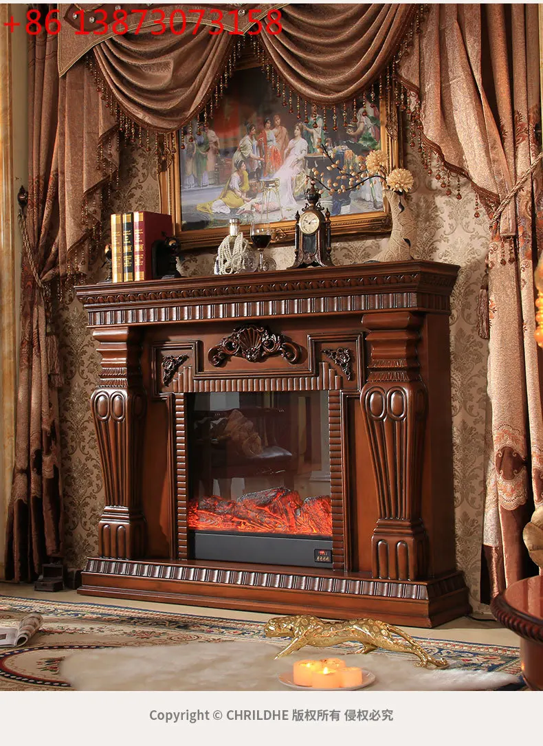 Medieval style fireplace decorative cabinet American electronic simulation flame heating fireplace core