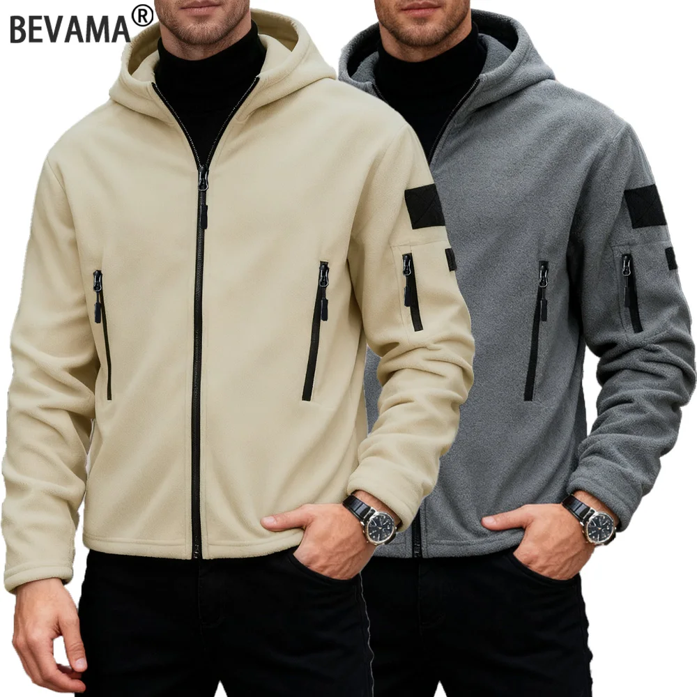 

Мужские зимние флисовые куртки, пальто, флисовые теплые куртки на молнии, мужские куртки с карманами на молнии, походная верхняя одежда, ветровка