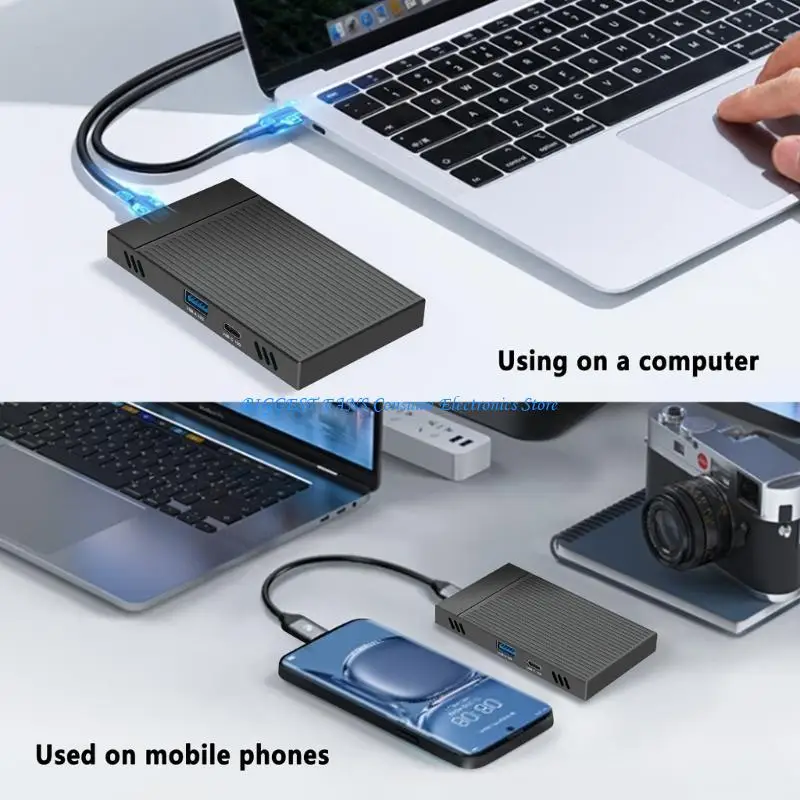 

Double Bay NVMe M.2 SSD Enclosure Aluminum USB3.2 Gen2 10Gbps M.2 Type C SSD