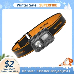 SUPERFIRE HL23 Mini LED Headlamp Super Bright Induction Headlight USB C Rechargeable Portable Head Flashlight  Camping Lantern