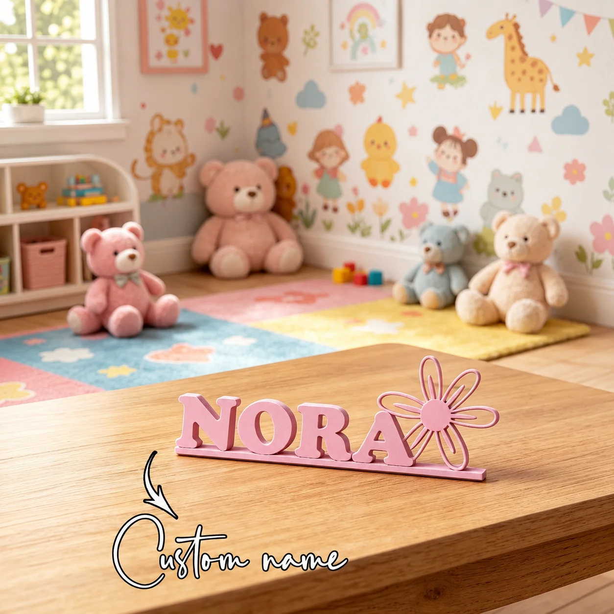 Custom 3D Rustic Desktop Ornament Decor Tabletop Plaque Kids Nursery Room Decor Baptism Wedding Anniversary Graduation Gift