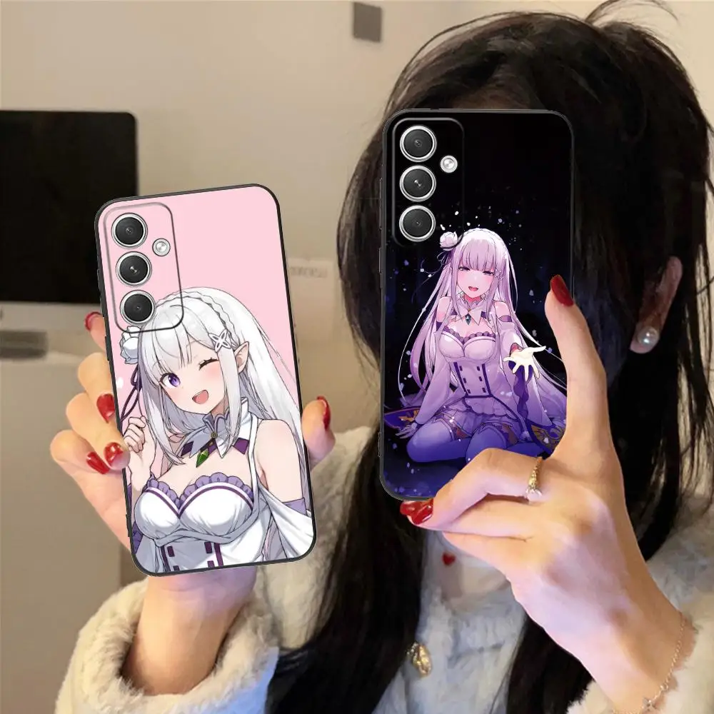 ReZero Emilia Waifu Mobile Phone Case for Samsung Galaxy S25 S24 S23 S22 S21 S20 Note20 Plus FE Ultra Colour Cover Luxury Cover